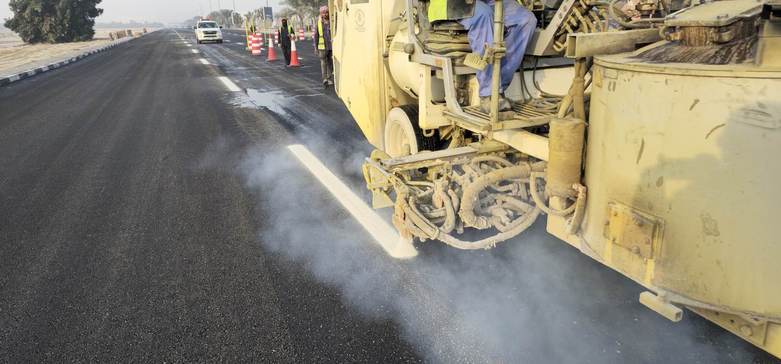 Road line-marking machine painting lane lines